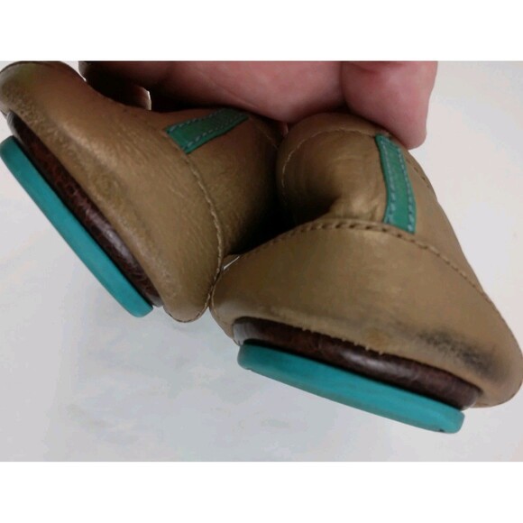 Tieks By Gavrieli Metallic Gold Ballet Flats Leather Teal Accents Women's Size 9 - Picture 6 of 12